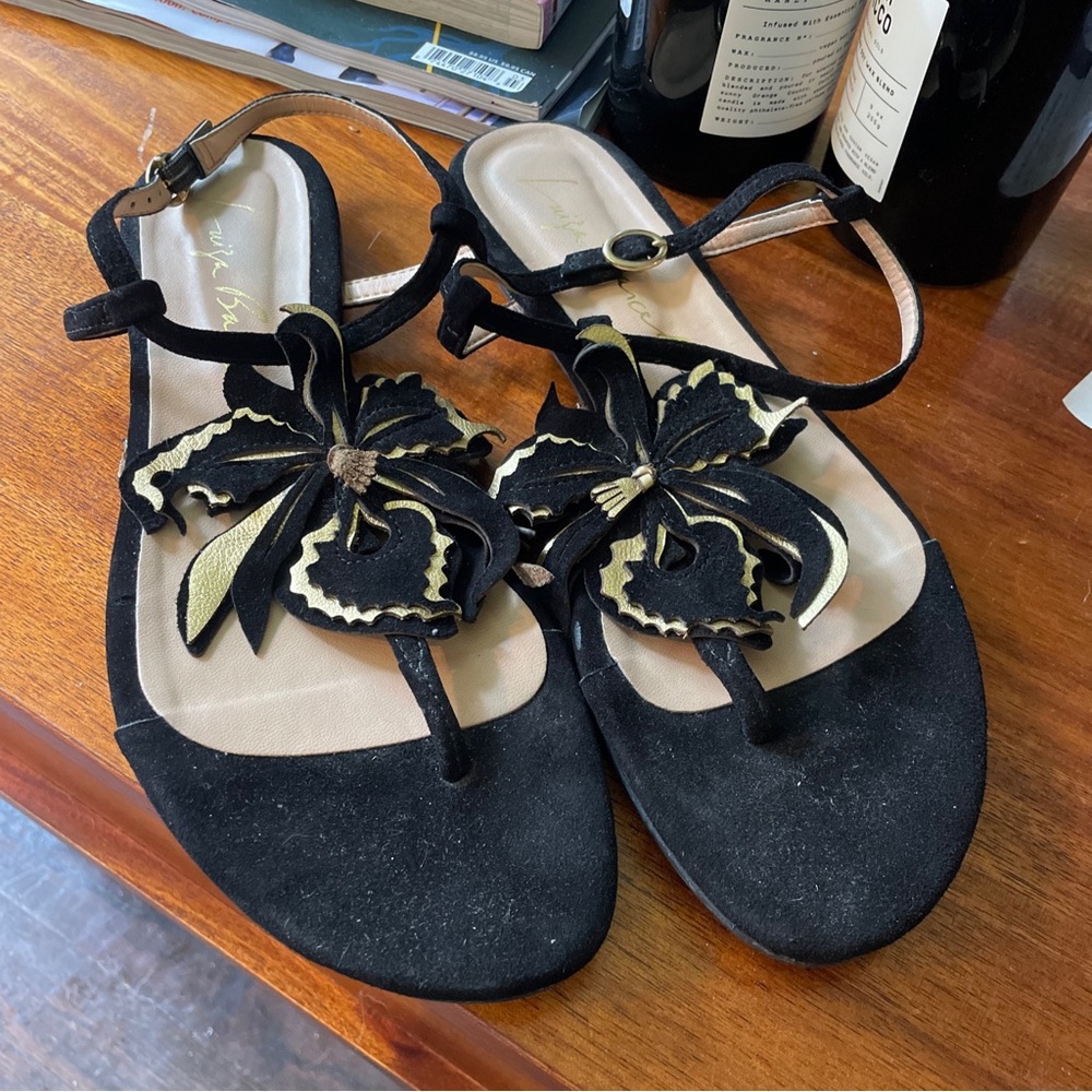 LUIZA BARCELOS Anthropologie Black Suede Sandals